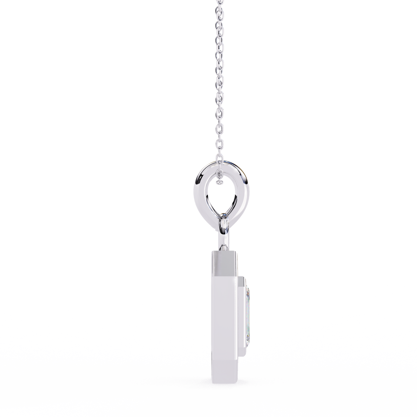Emerald and Round Cut Lab Diamond Pendant