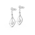 Pear And Round Cut Diamond Dangler Earrings