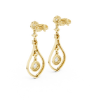 Pear And Round Cut Diamond Dangler Earrings