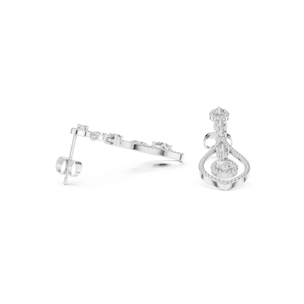 Pear And Round Cut Diamond Dangler Earrings