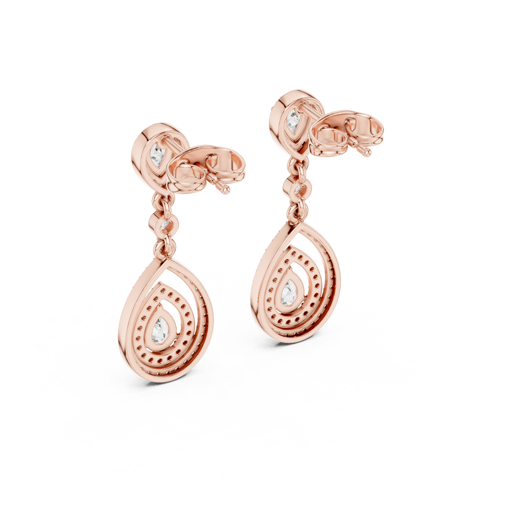 Classic Dangler Earrings With Pear Cut Diamond