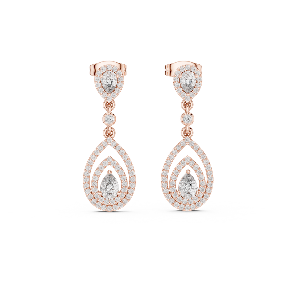 Classic Dangler Earrings With Pear Cut Diamond