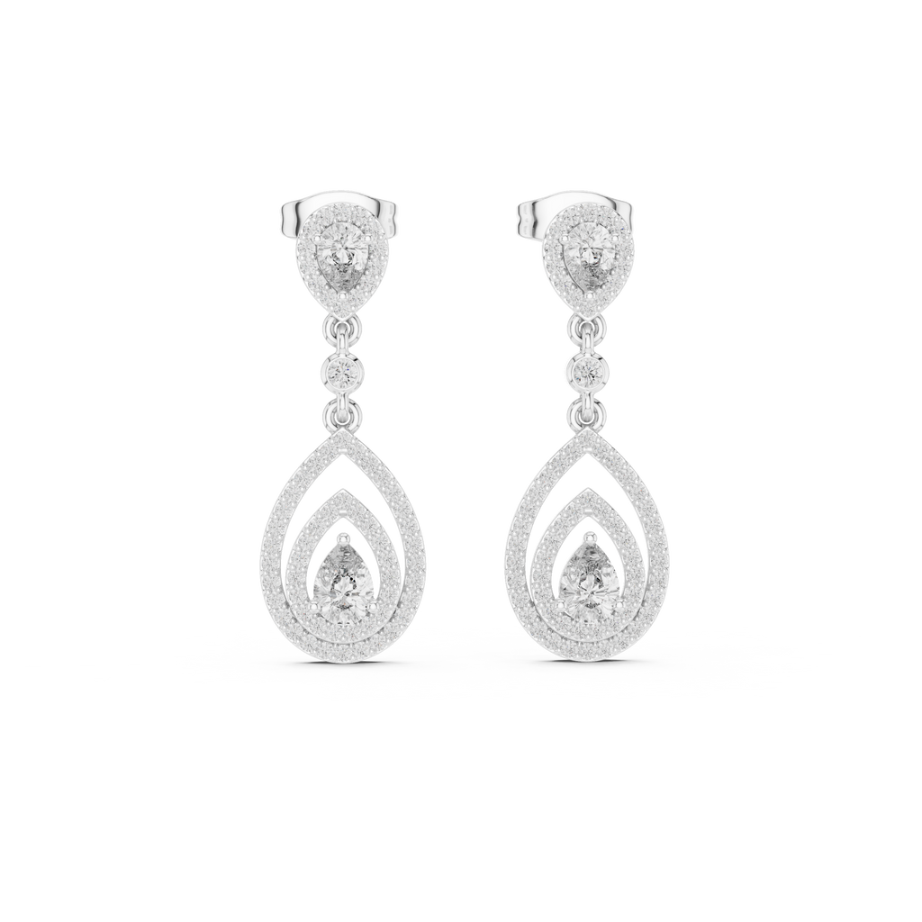Classic Dangler Earrings With Pear Cut Diamond