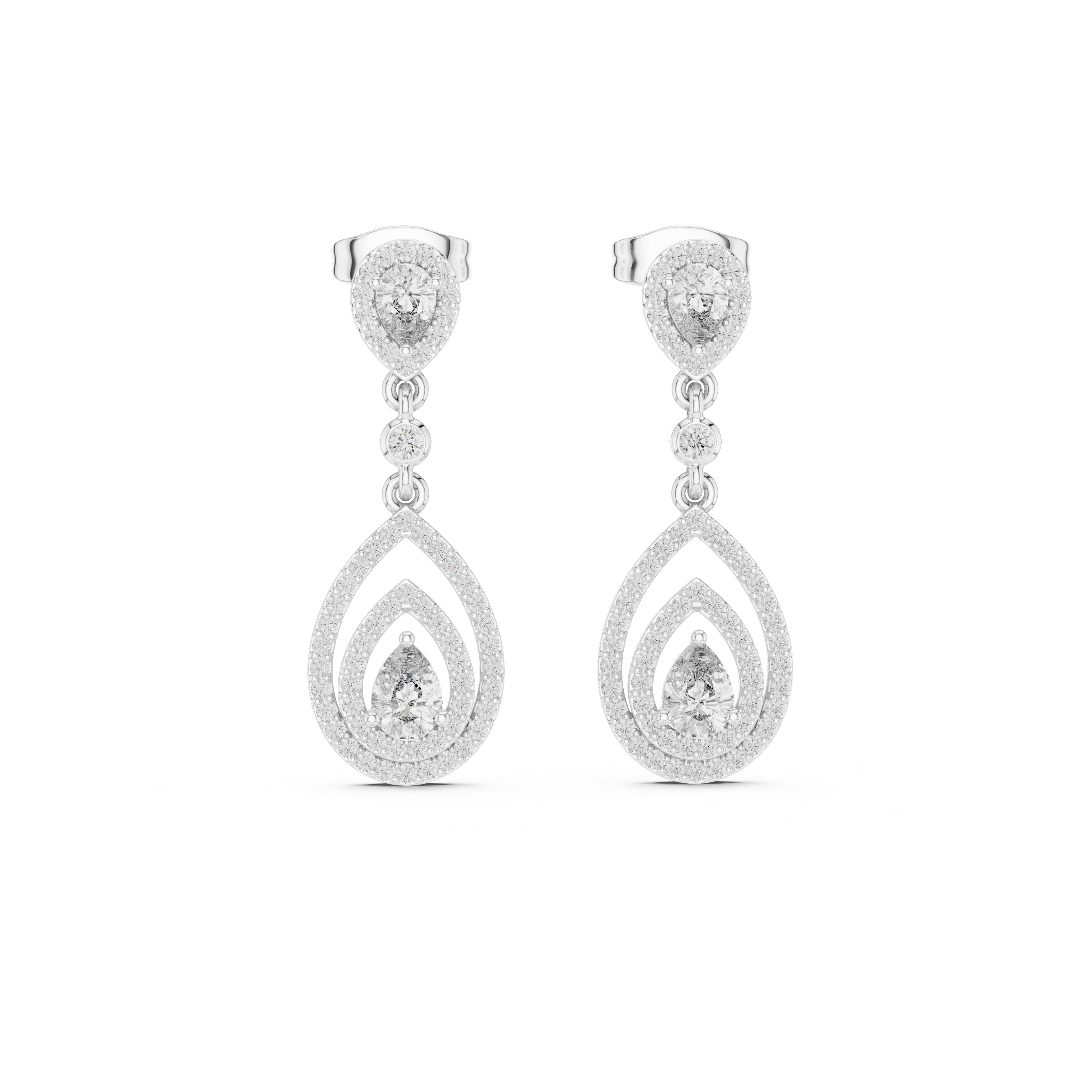 Classic Dangler Earrings With Pear Cut Diamond