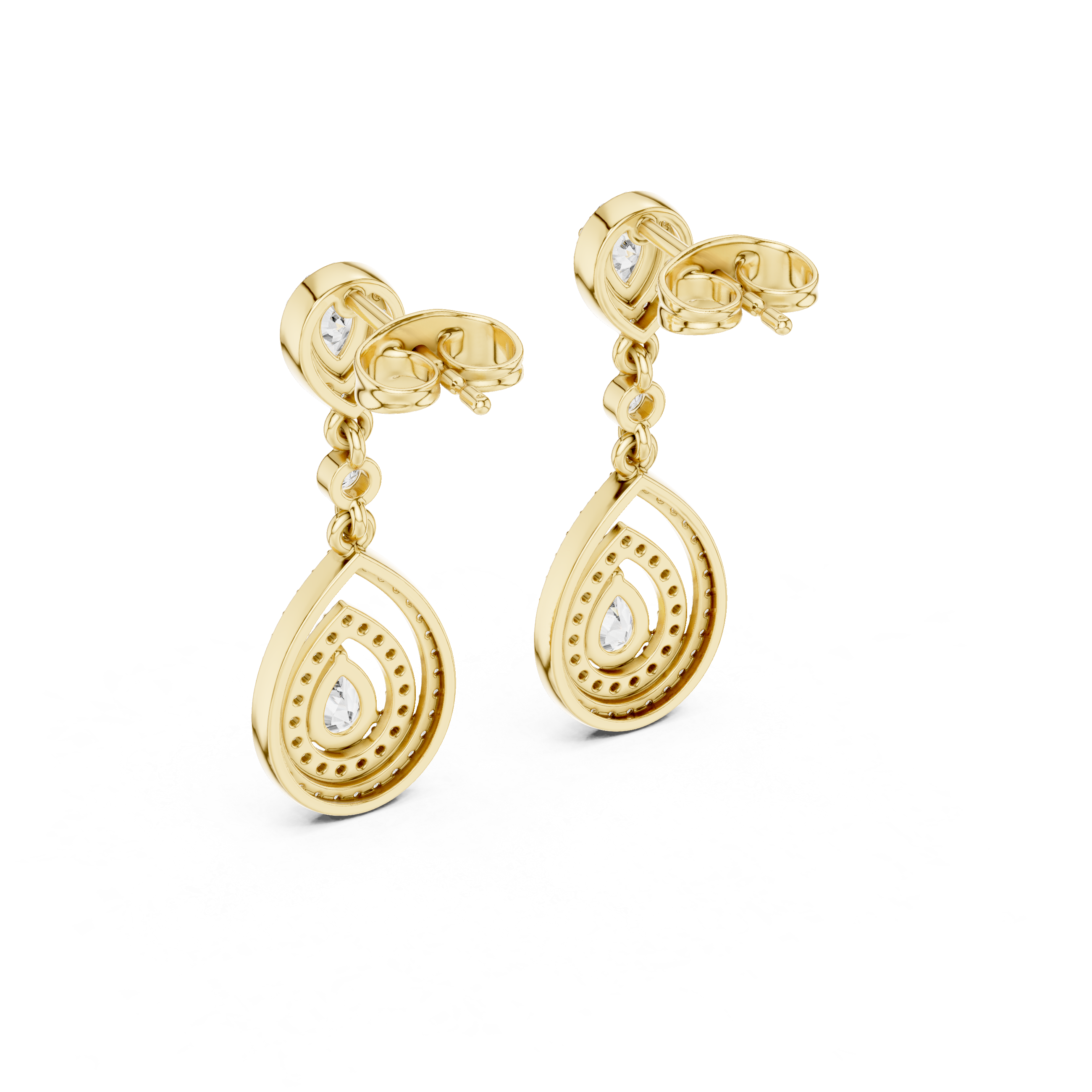 Classic Dangler Earrings With Pear Cut Diamond