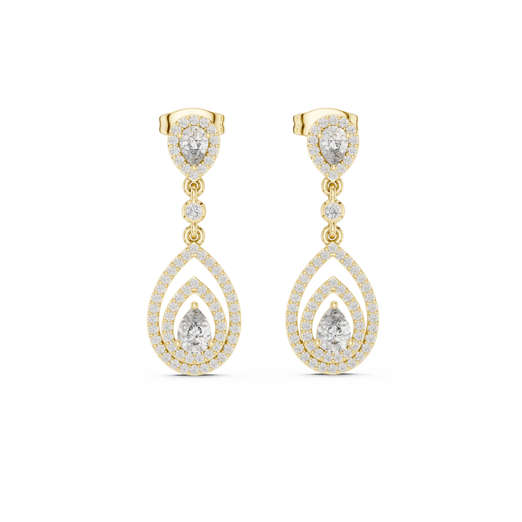 Classic Dangler Earrings With Pear Cut Diamond
