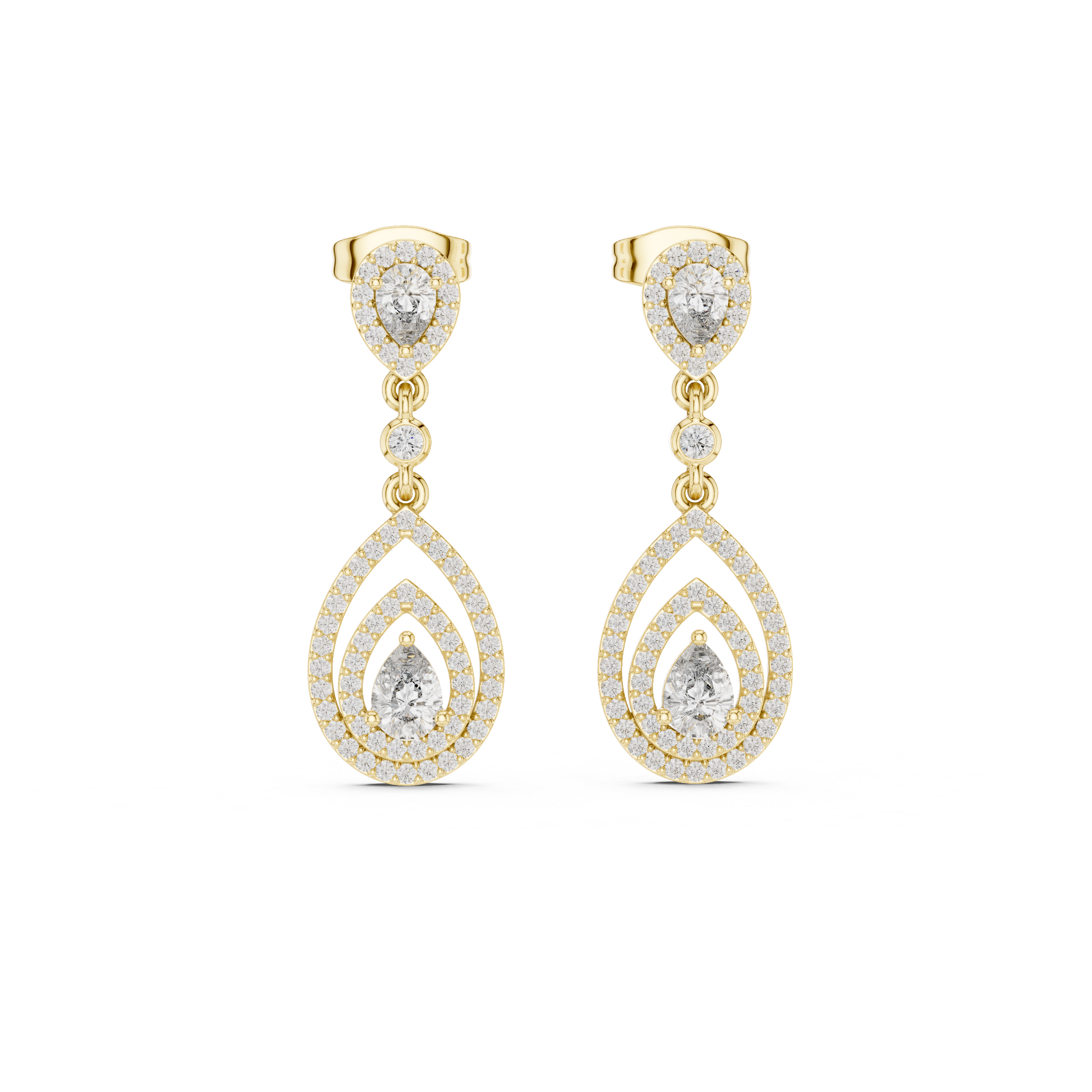 Classic Dangler Earrings With Pear Cut Diamond