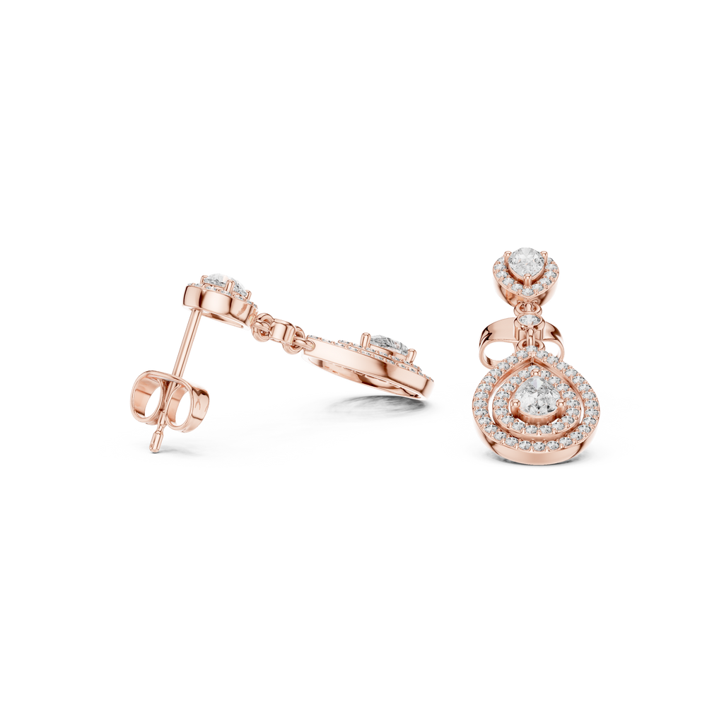 Classic Dangler Earrings With Pear Cut Diamond