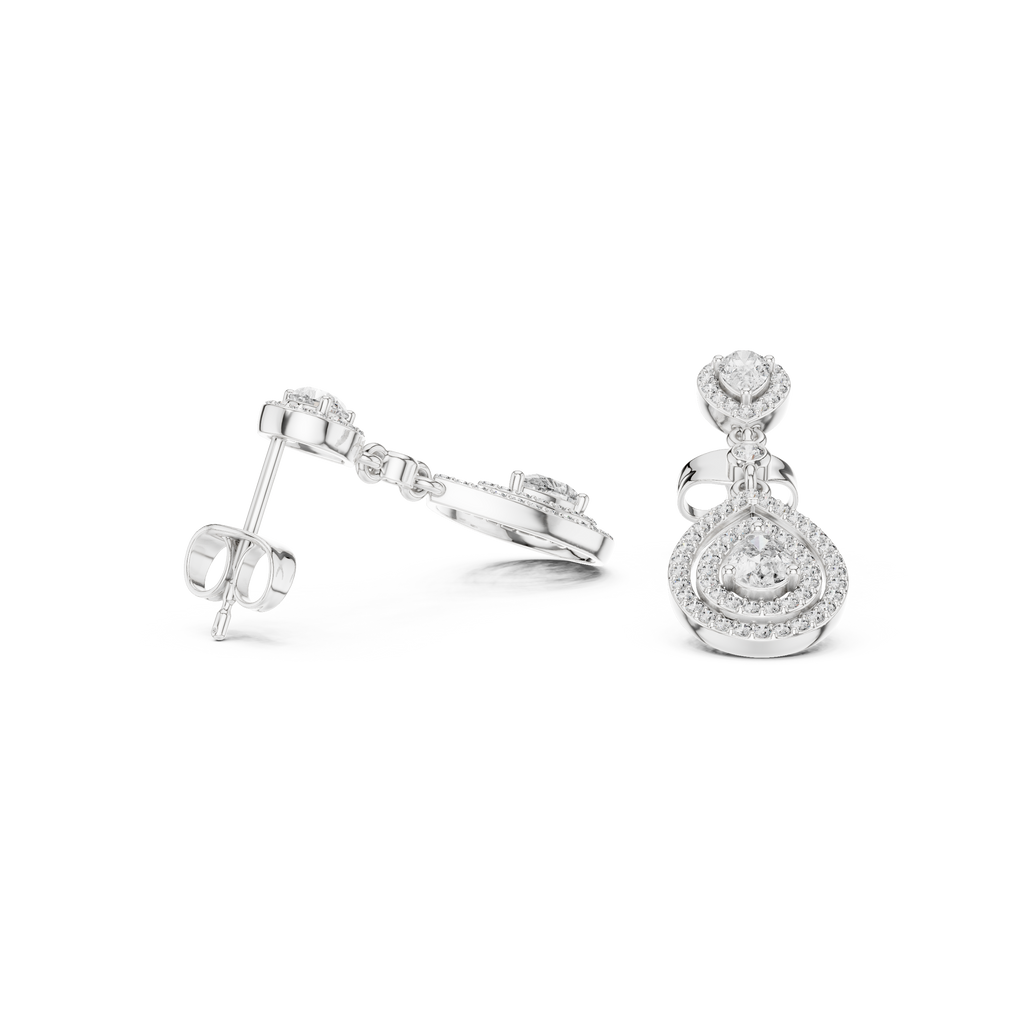 Classic Dangler Earrings With Pear Cut Diamond