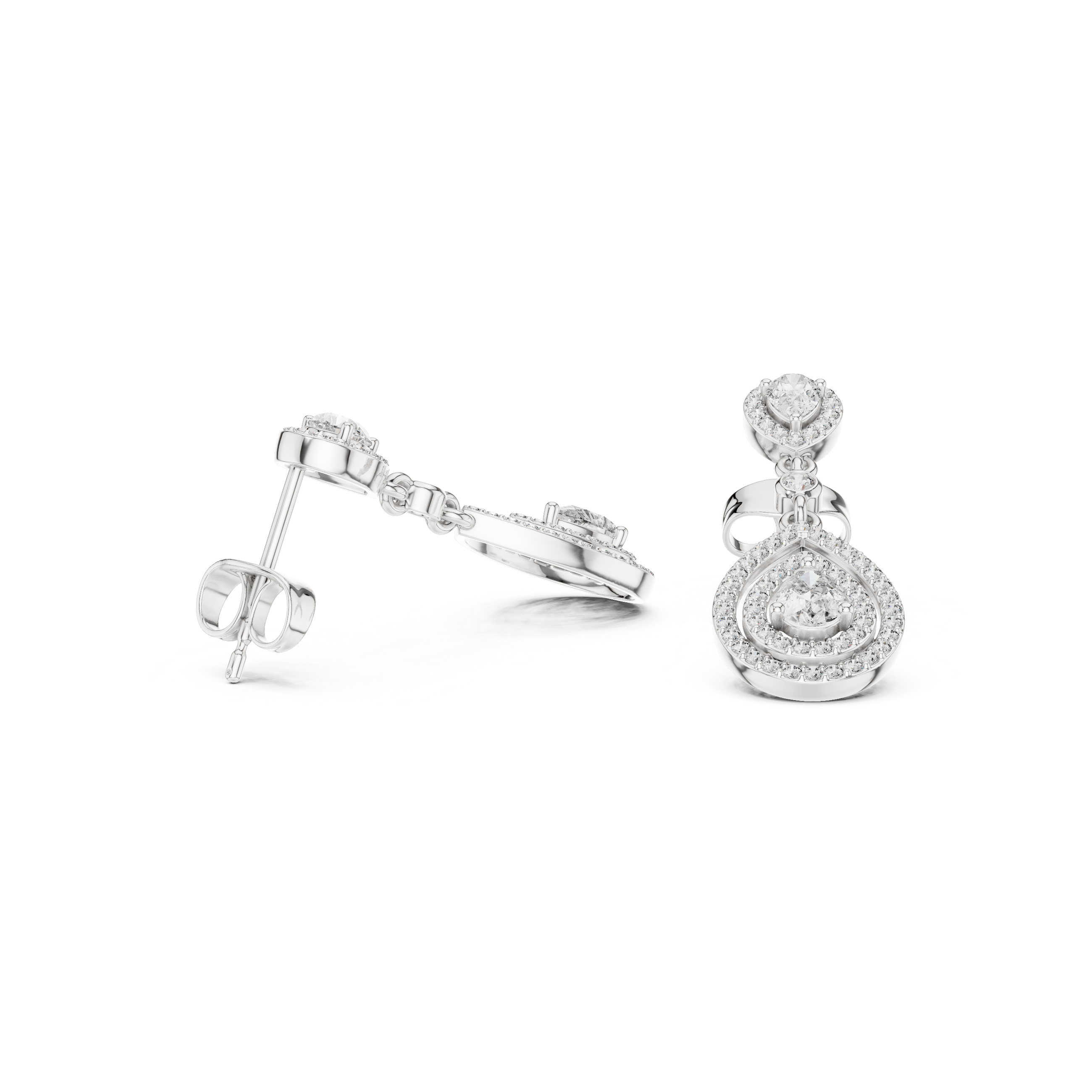 Classic Dangler Earrings With Pear Cut Diamond