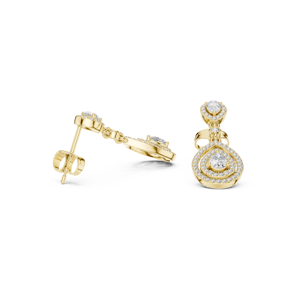 Classic Dangler Earrings With Pear Cut Diamond