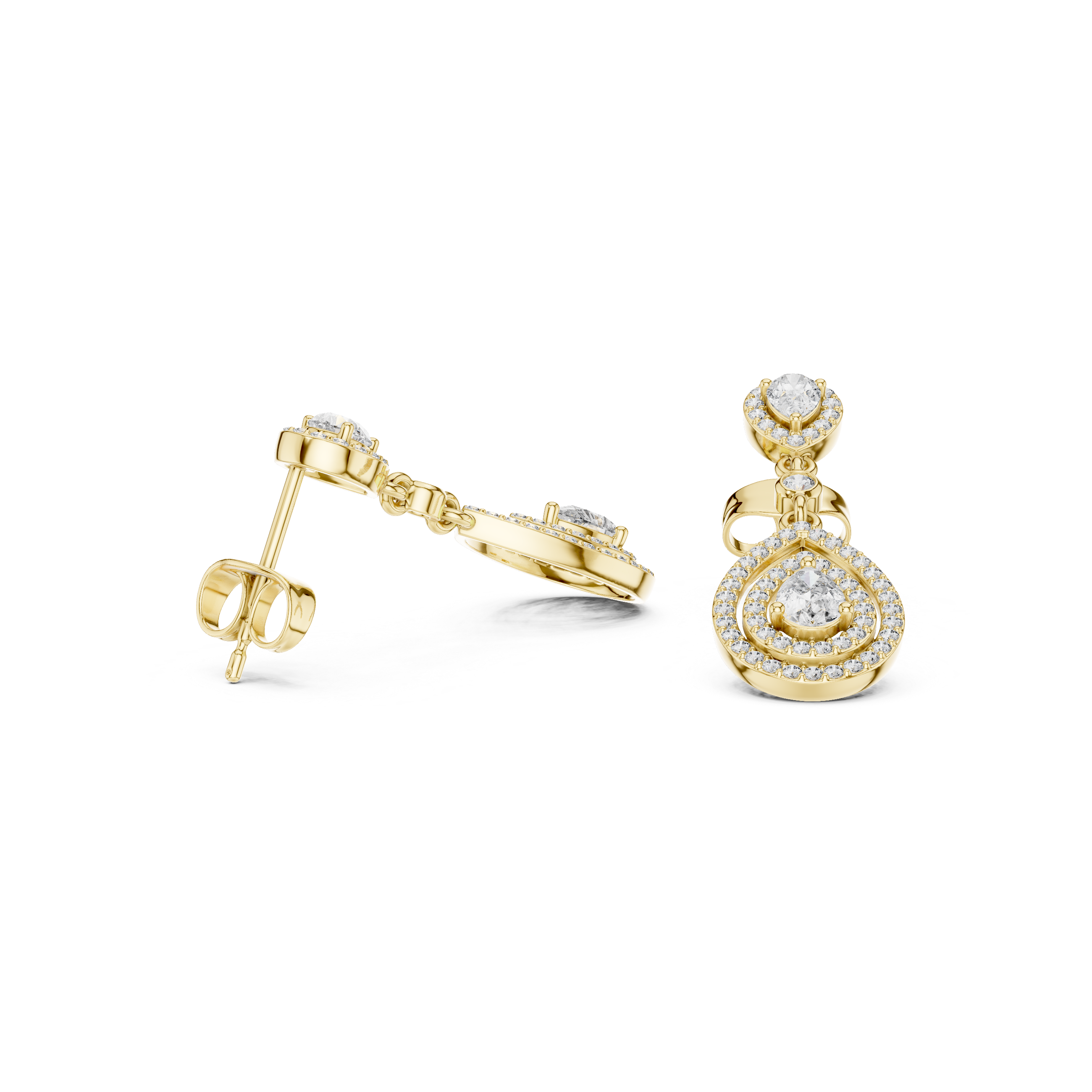 Classic Dangler Earrings With Pear Cut Diamond