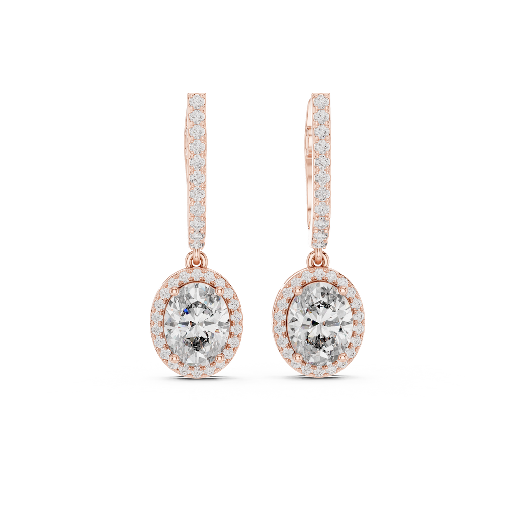 Trendy Lab Diamond Oval Cut Drop Earrings