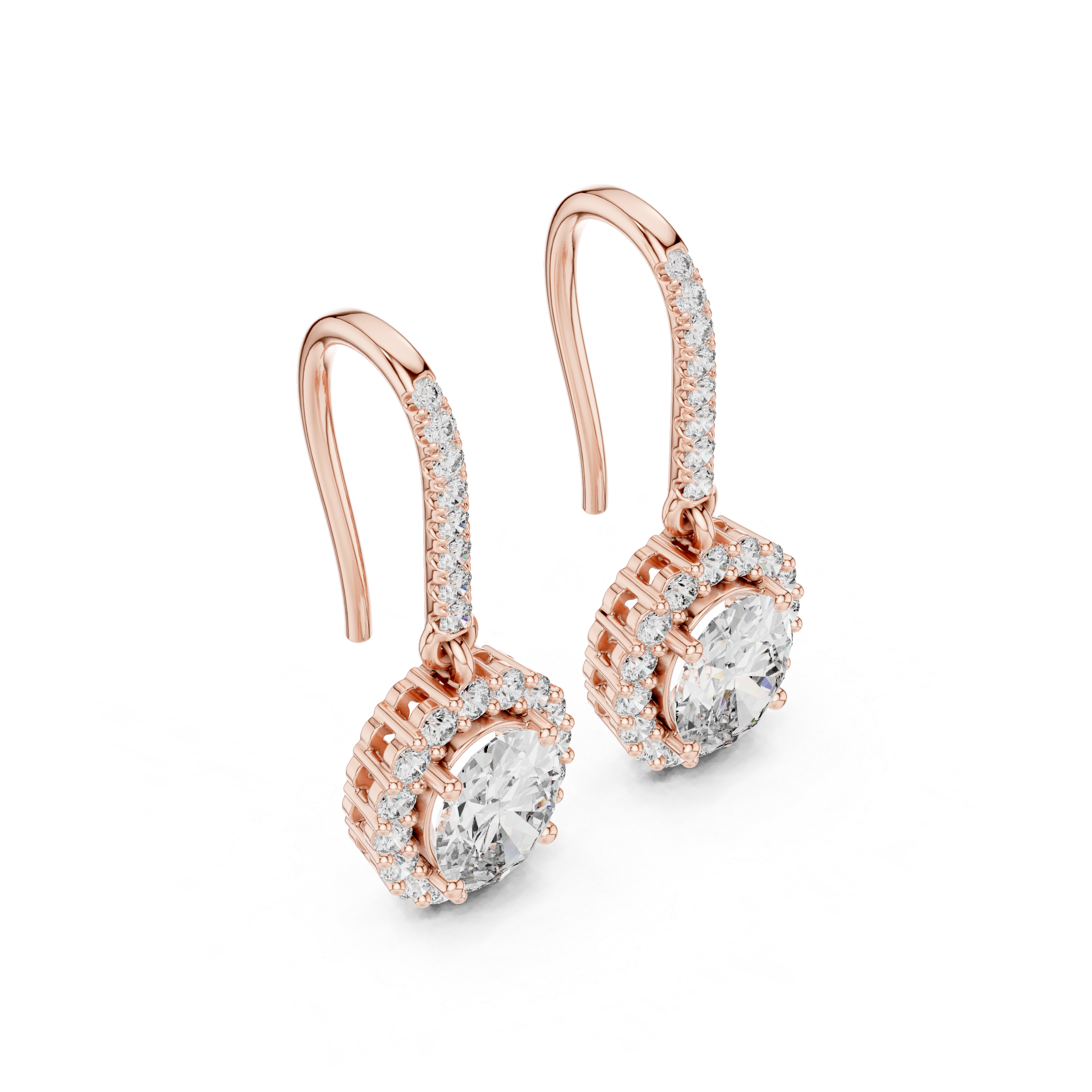 Modern Hook Earrings With Oval Cut Diamond