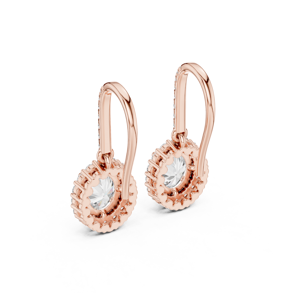 Modern Hook Earrings With Oval Cut Diamond