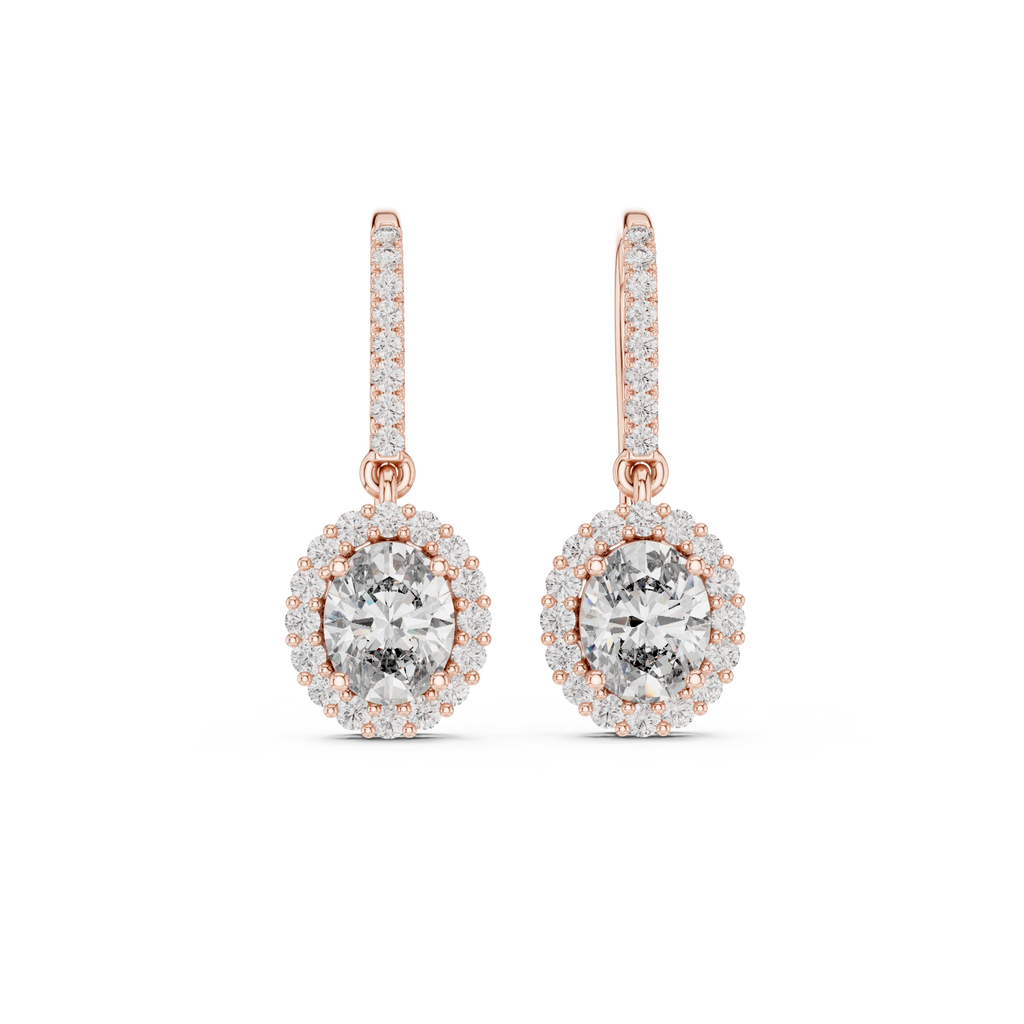 Modern Hook Earrings With Oval Cut Diamond