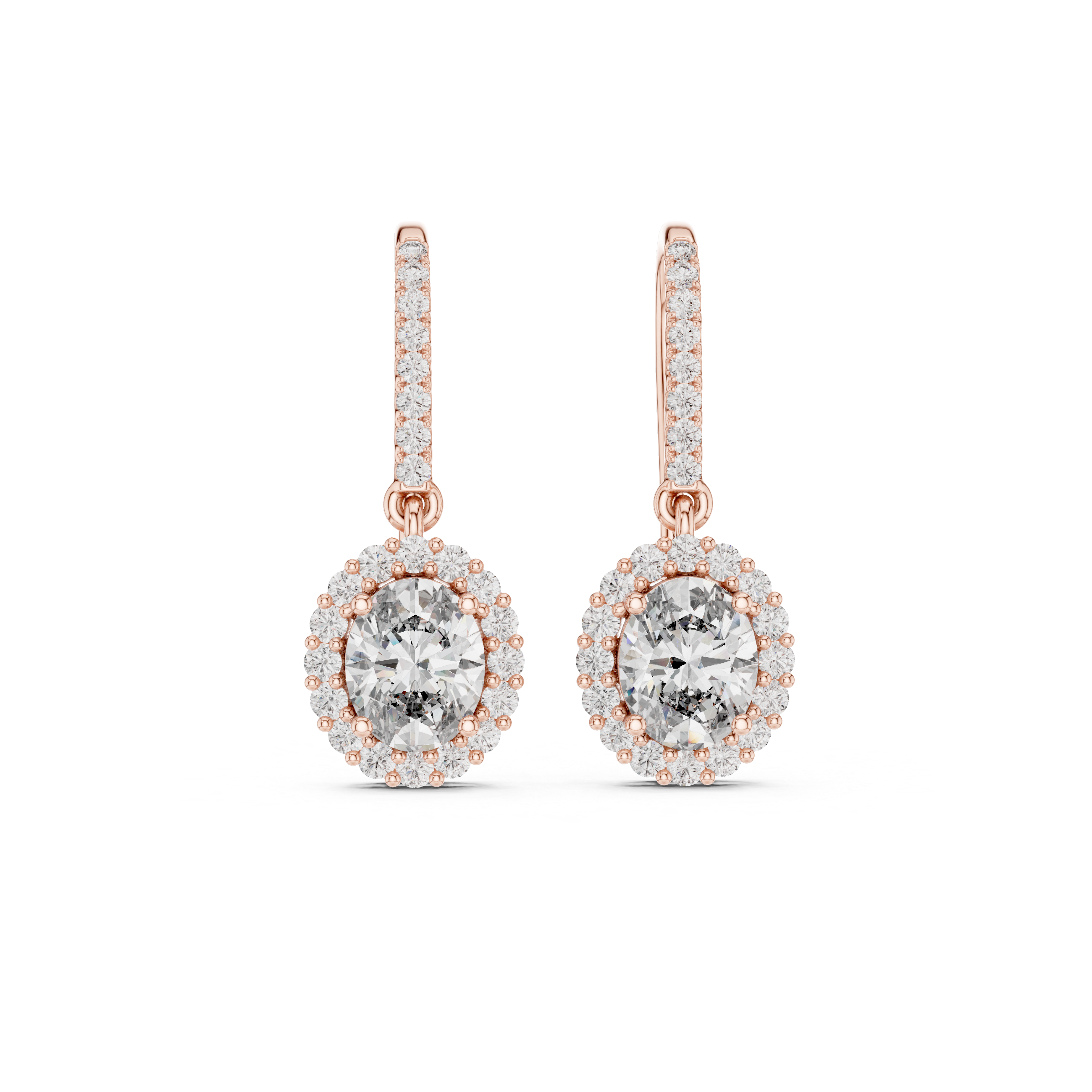 Modern Hook Earrings With Oval Cut Diamond