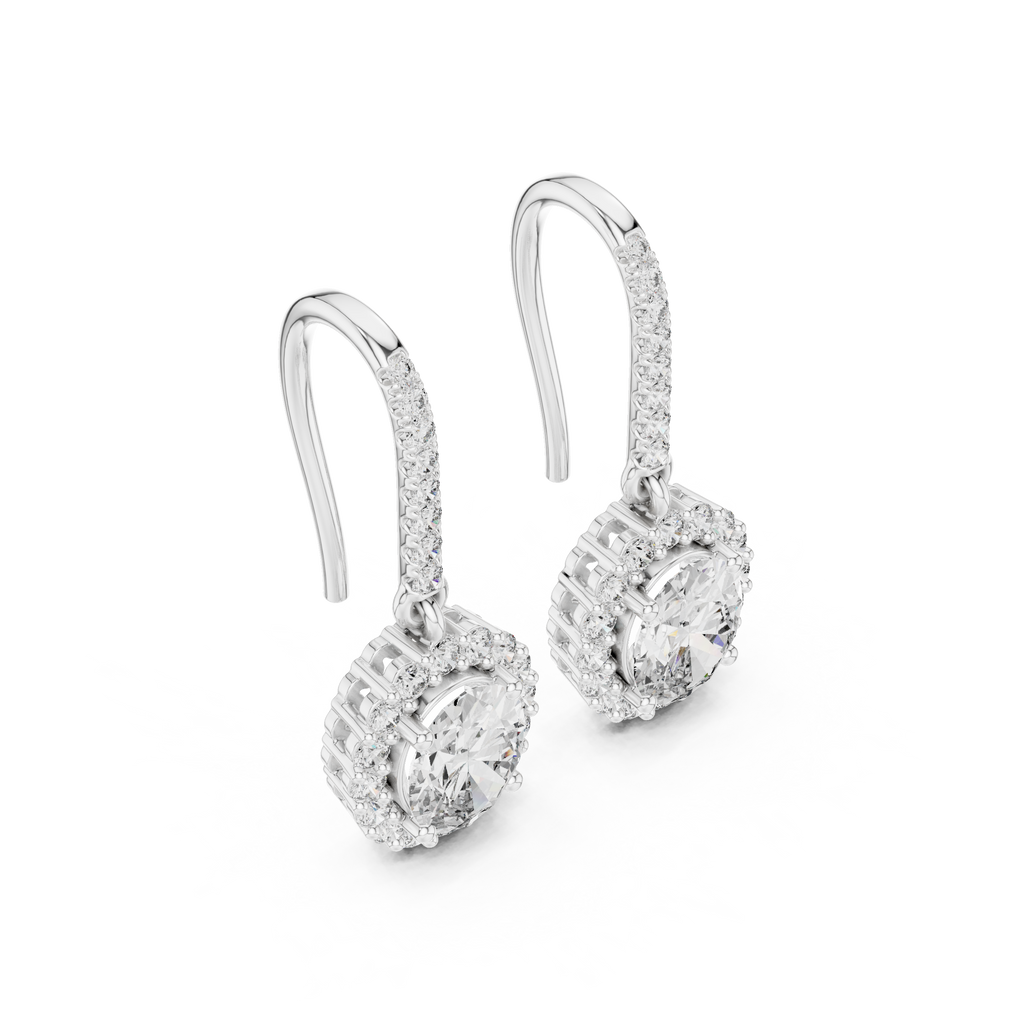 Modern Hook Earrings With Oval Cut Diamond