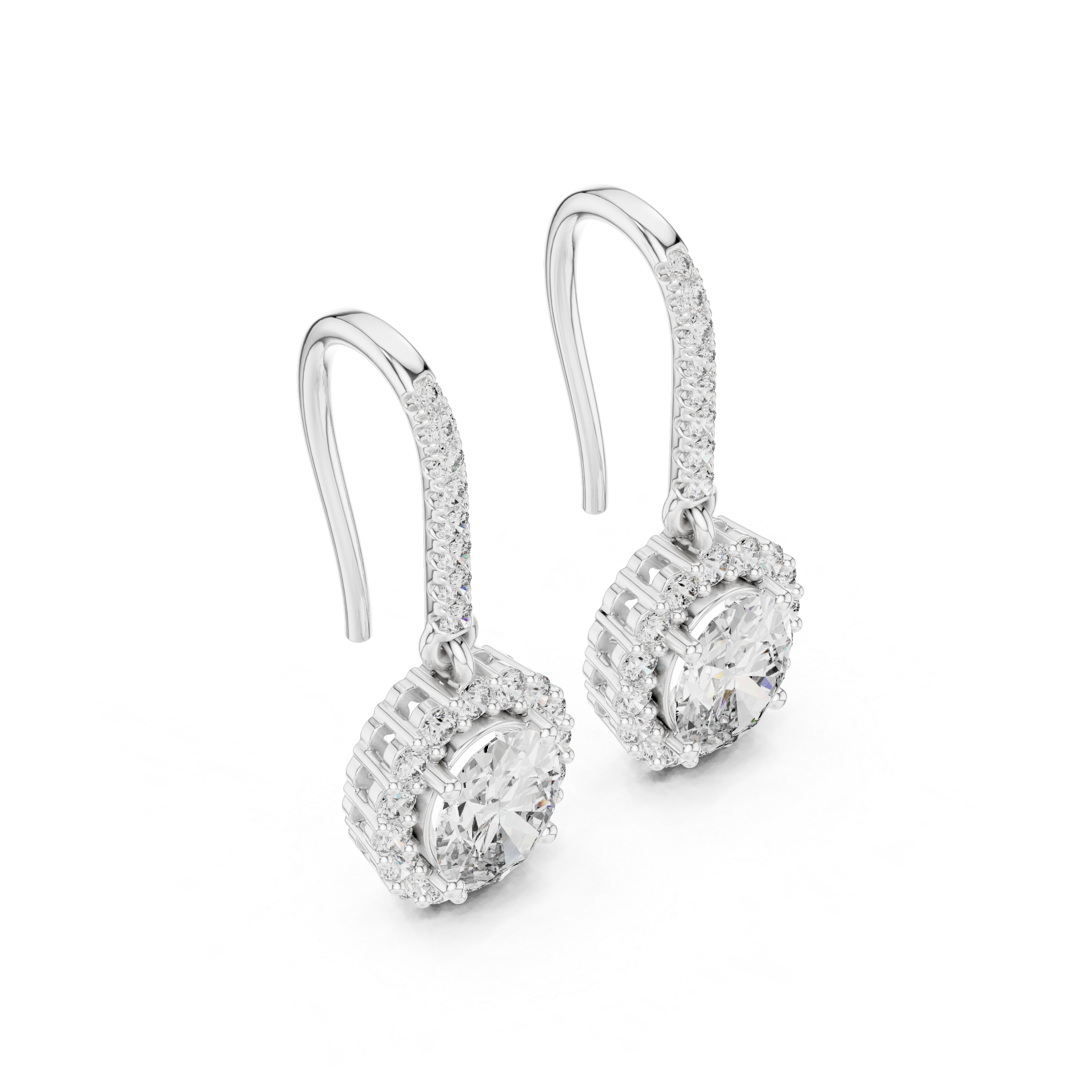 Modern Hook Earrings With Oval Cut Diamond