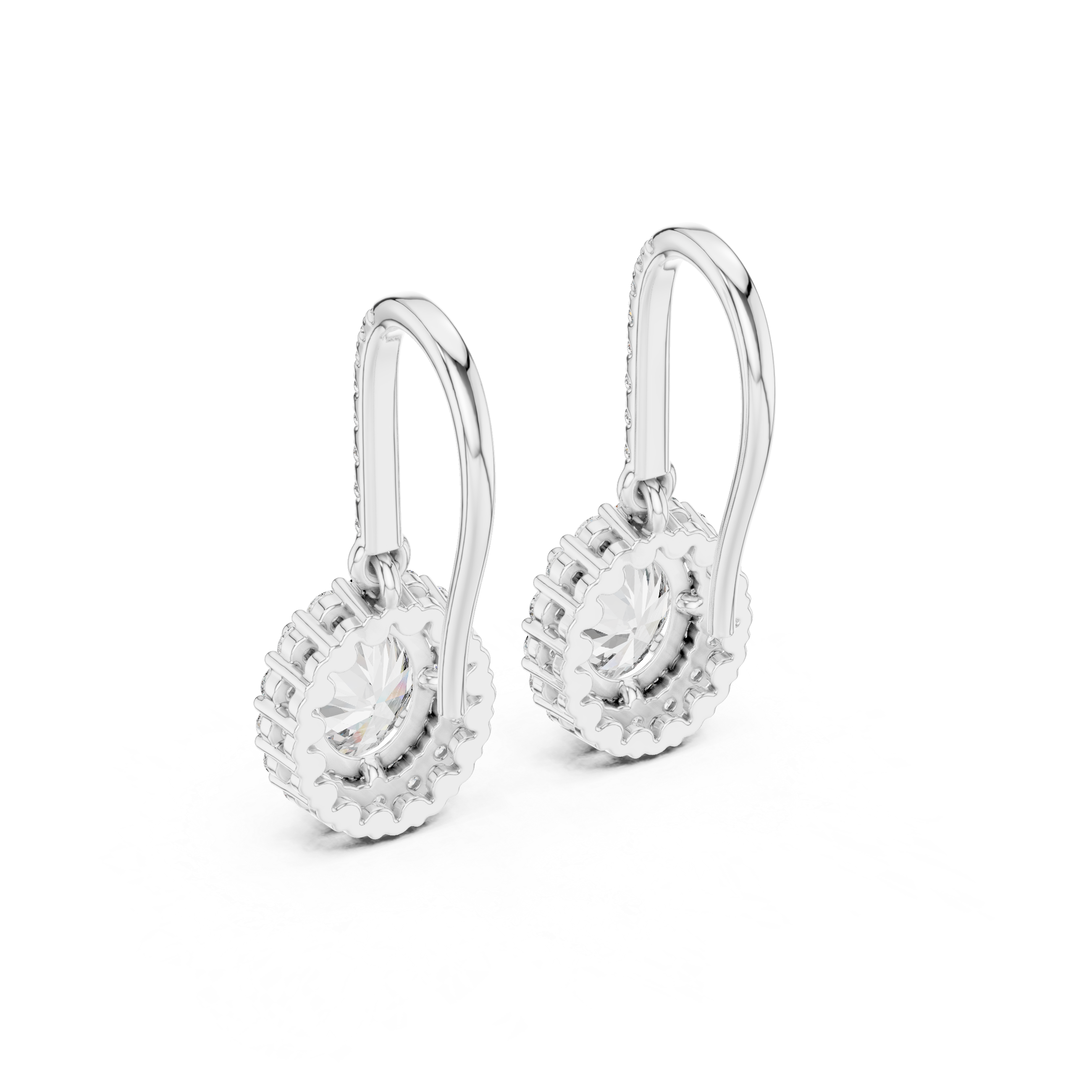Modern Hook Earrings With Oval Cut Diamond