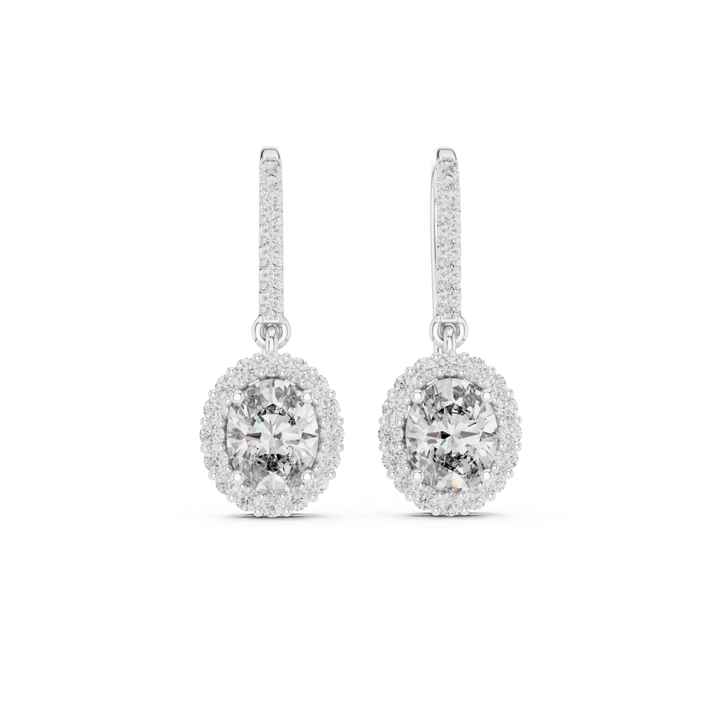 Modern Hook Earrings With Oval Cut Diamond