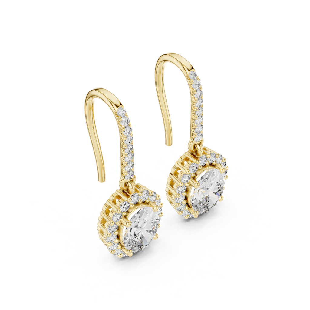 Modern Hook Earrings With Oval Cut Diamond