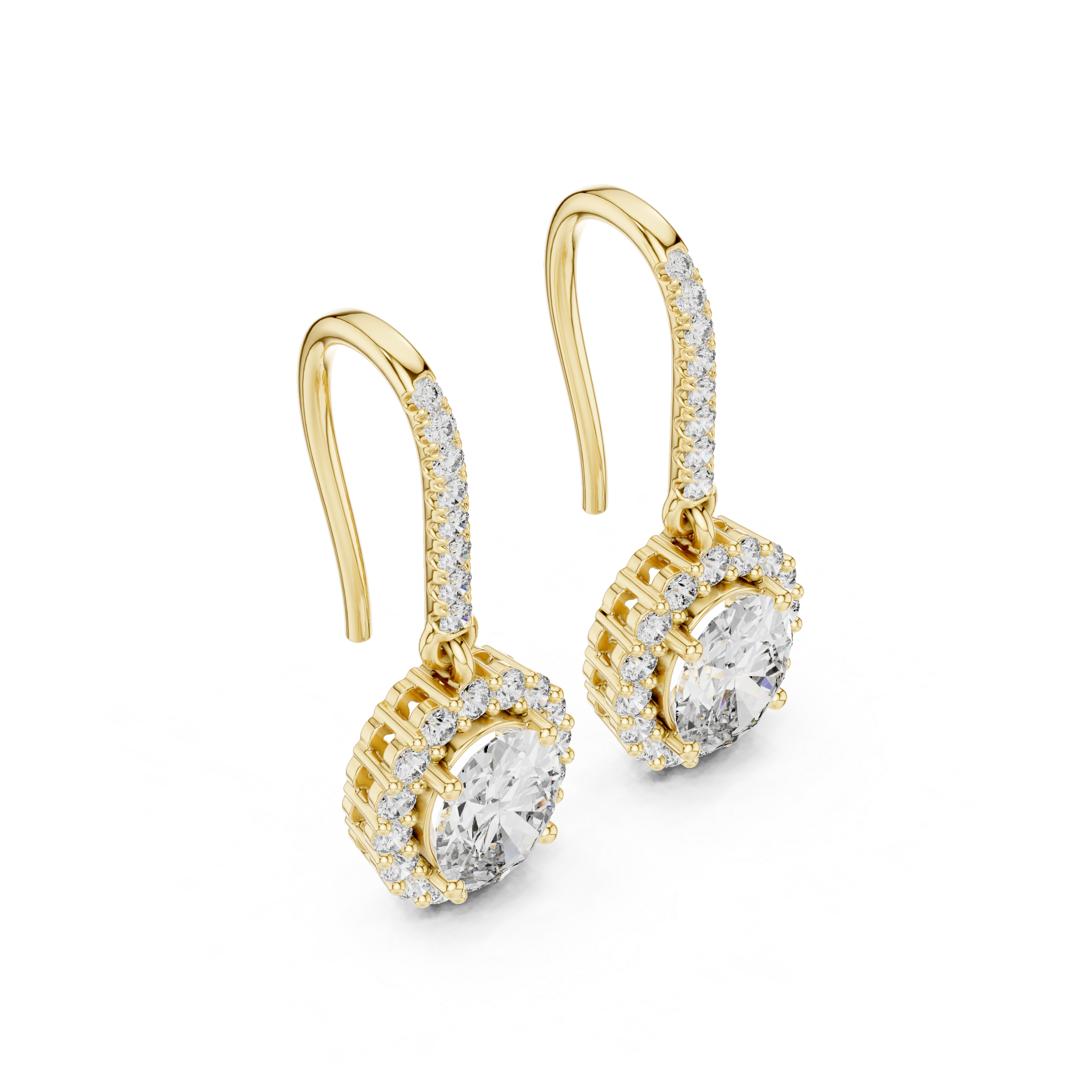 Modern Hook Earrings With Oval Cut Diamond