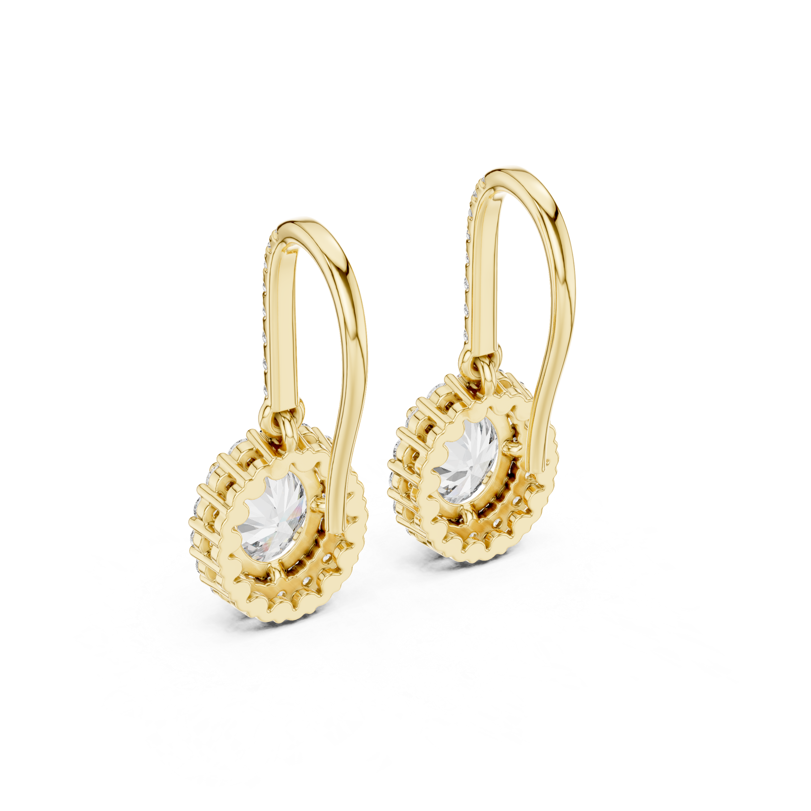 Modern Hook Earrings With Oval Cut Diamond