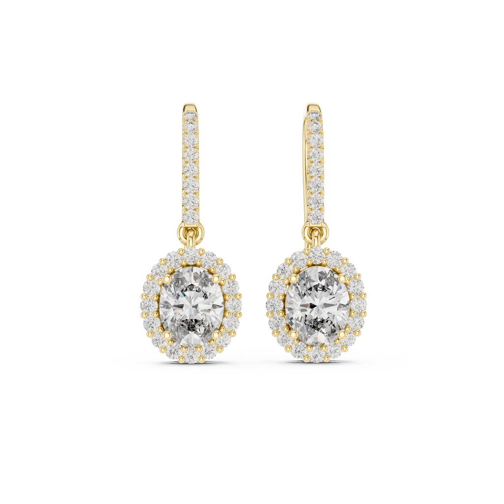 Modern Hook Earrings With Oval Cut Diamond