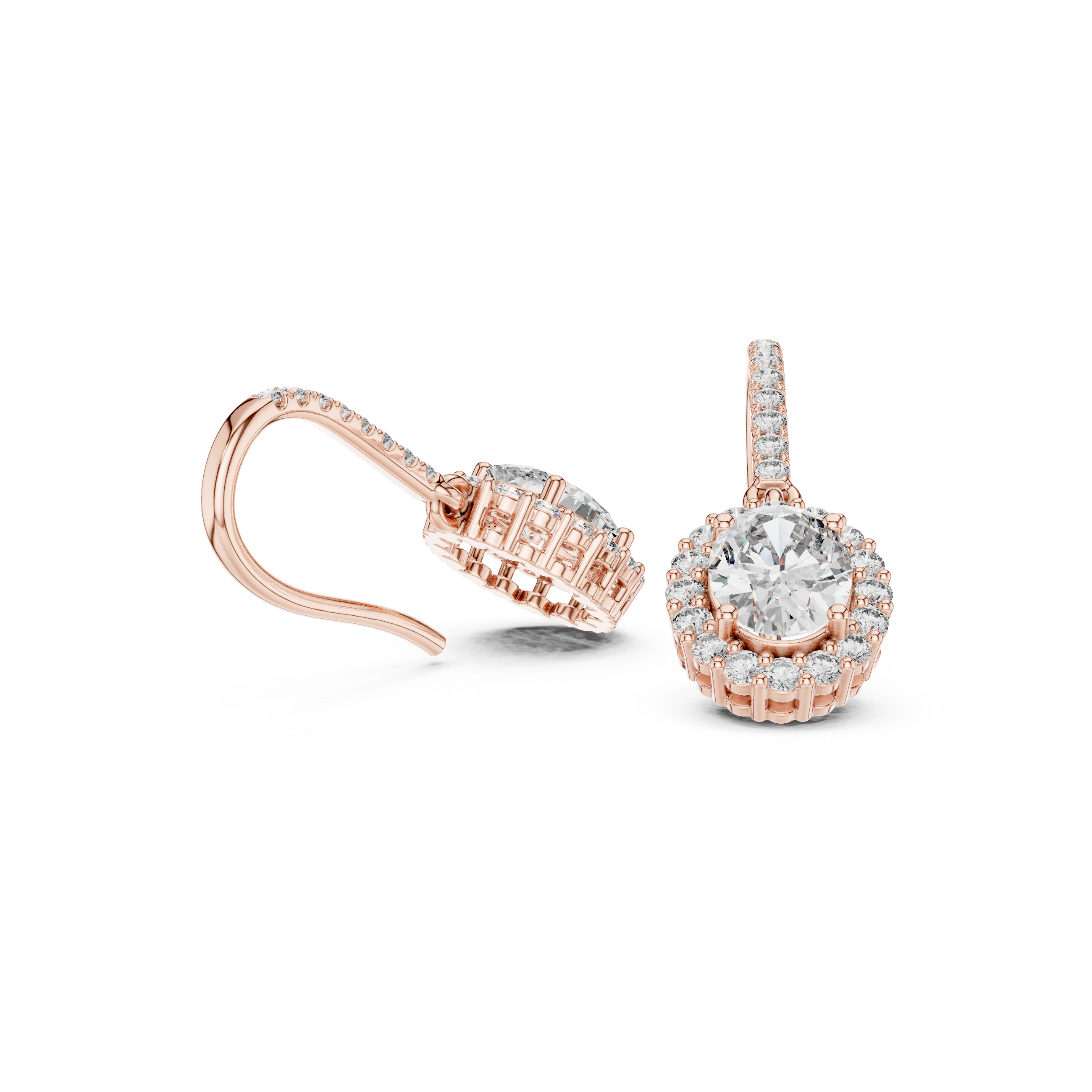 Modern Hook Earrings With Oval Cut Diamond