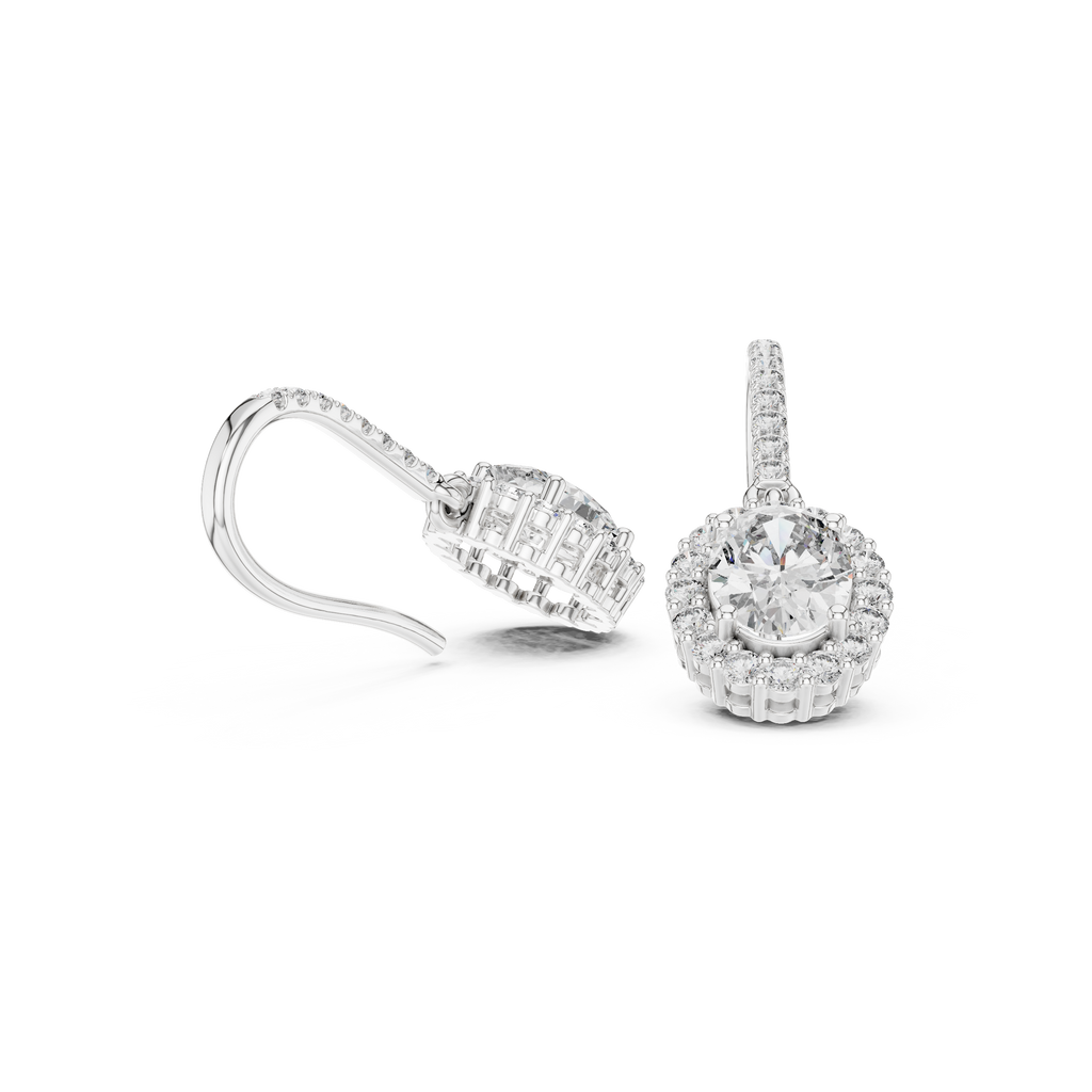 Modern Hook Earrings With Oval Cut Diamond