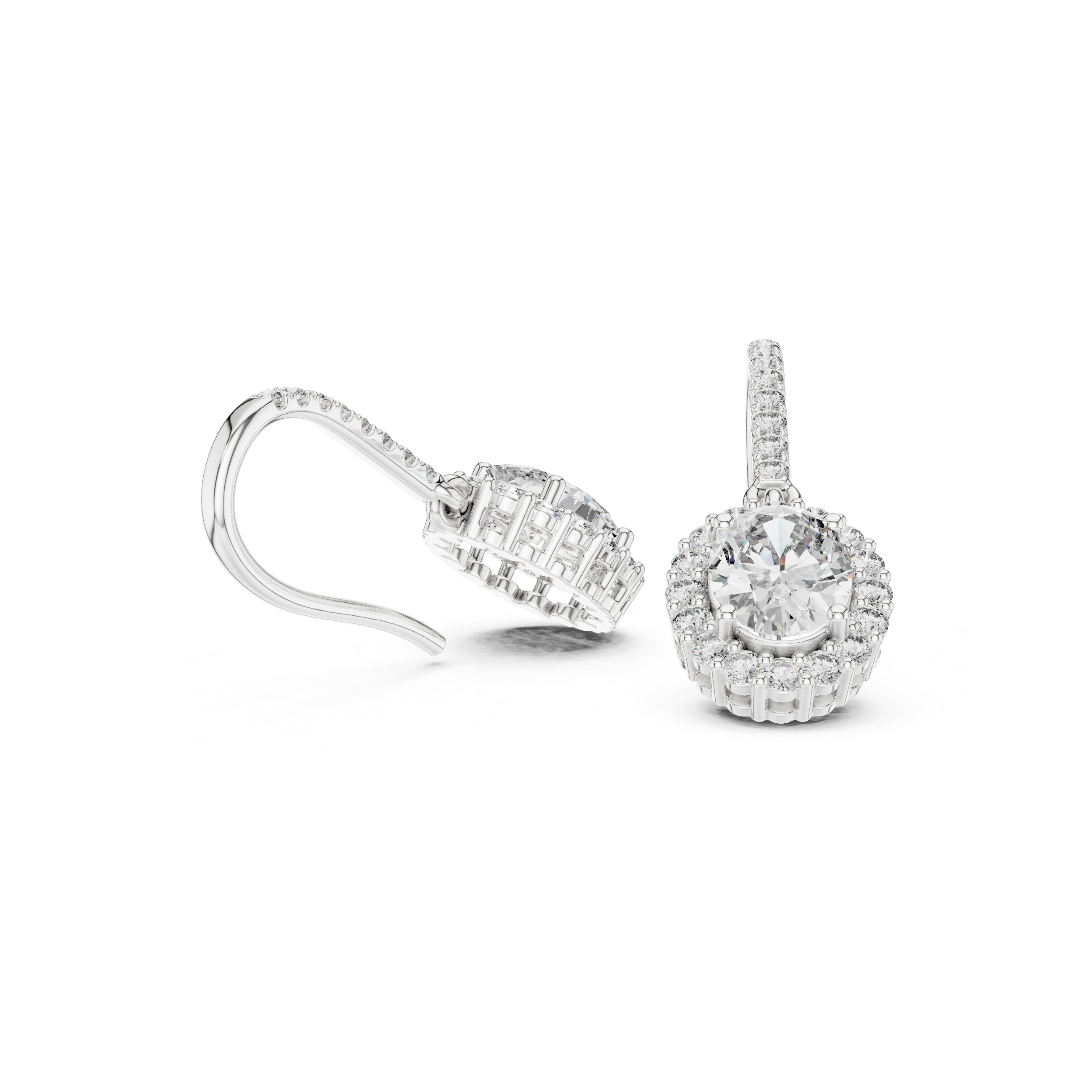 Modern Hook Earrings With Oval Cut Diamond