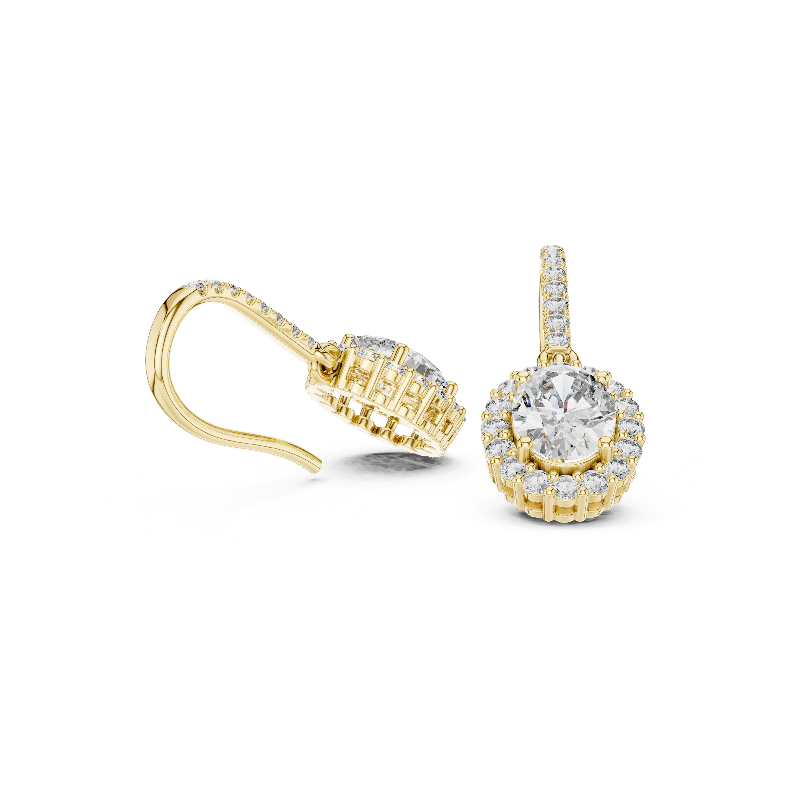 Modern Hook Earrings With Oval Cut Diamond