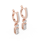 Baguette And Round Cut Lab Diamond Drop Earrings