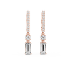 Baguette And Round Cut Lab Diamond Drop Earrings