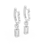 Baguette And Round Cut Lab Diamond Drop Earrings