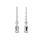 Baguette And Round Cut Lab Diamond Drop Earrings