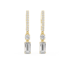 Baguette And Round Cut Lab Diamond Drop Earrings