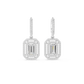 Lab Diamond Double Halo Buguette Cut Hoop Earrings