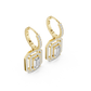 Lab Diamond Double Halo Buguette Cut Hoop Earrings