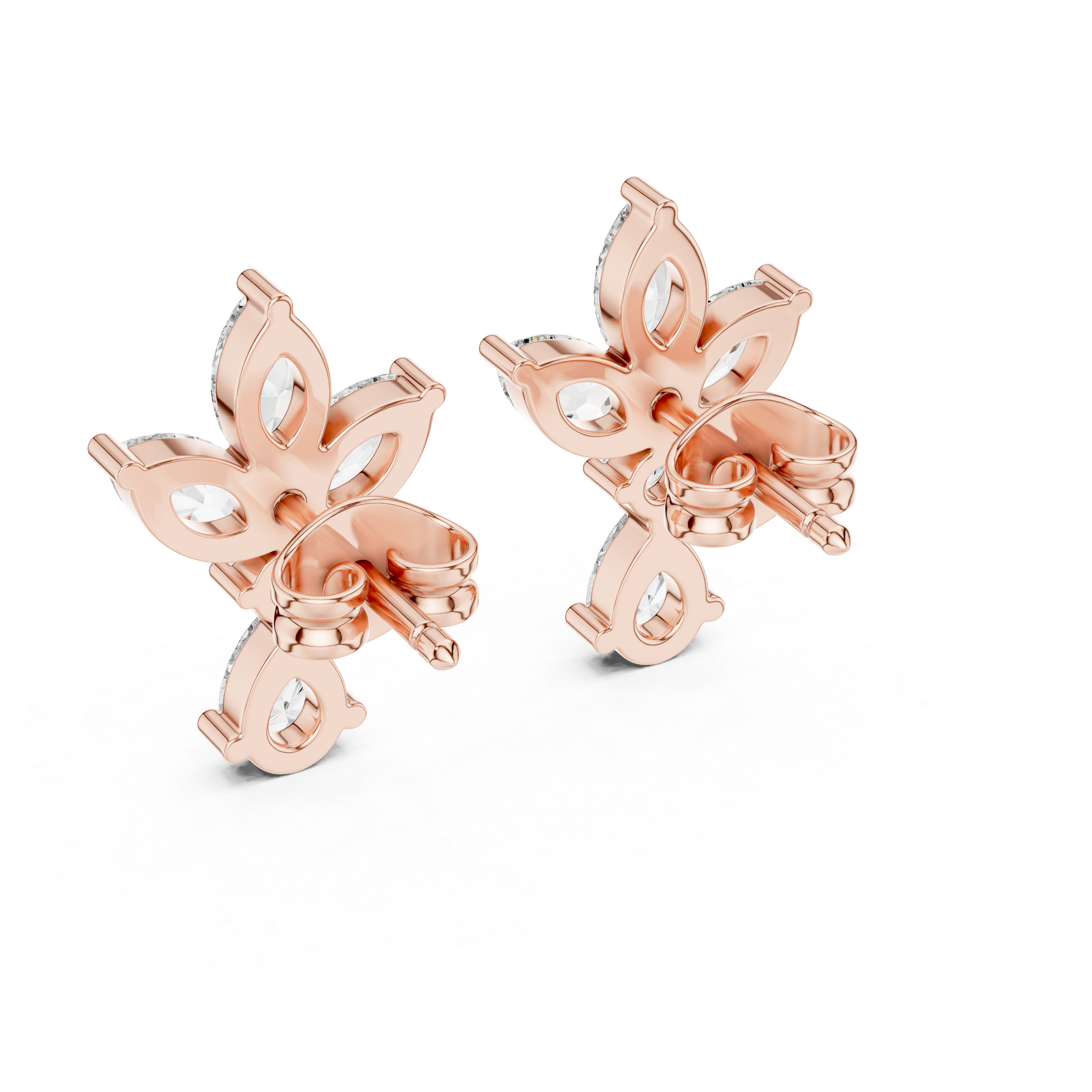 Multi Shape Lab Diamond Floral Stud Earrings