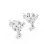 Multi Shape Lab Diamond Floral Stud Earrings