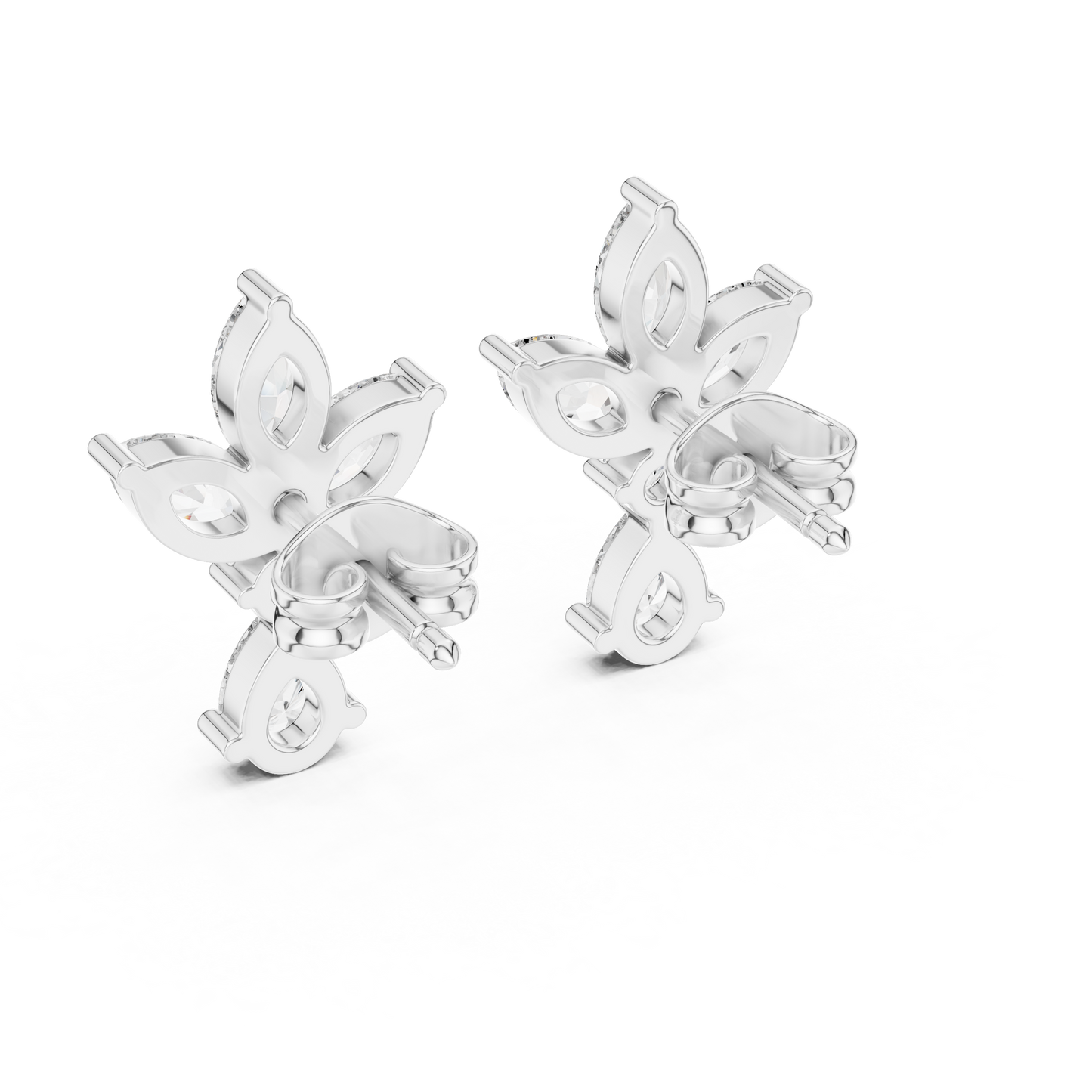 Multi Shape Lab Diamond Floral Stud Earrings