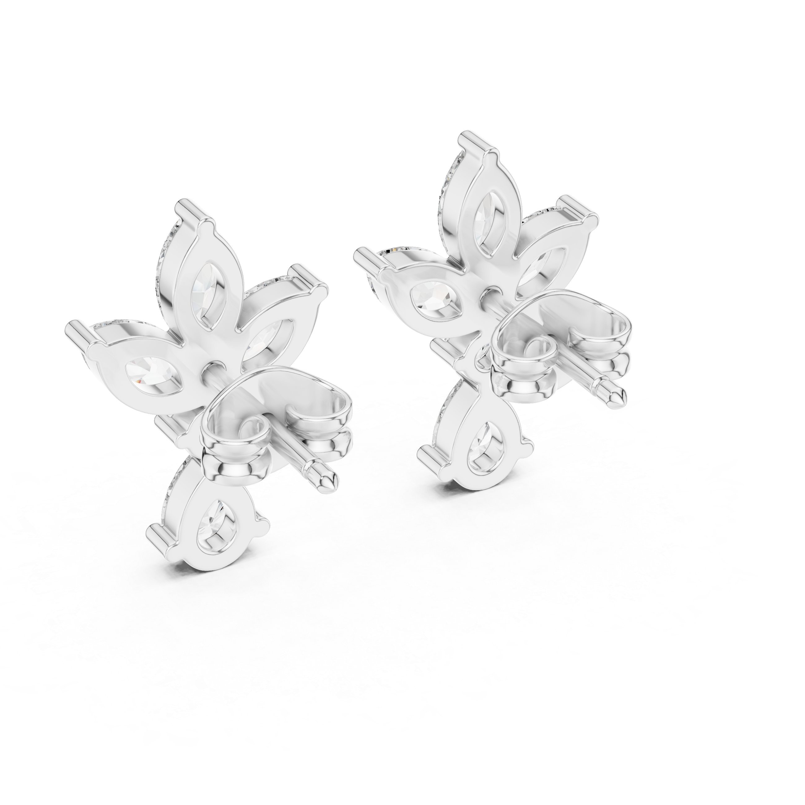 Multi Shape Lab Diamond Floral Stud Earrings