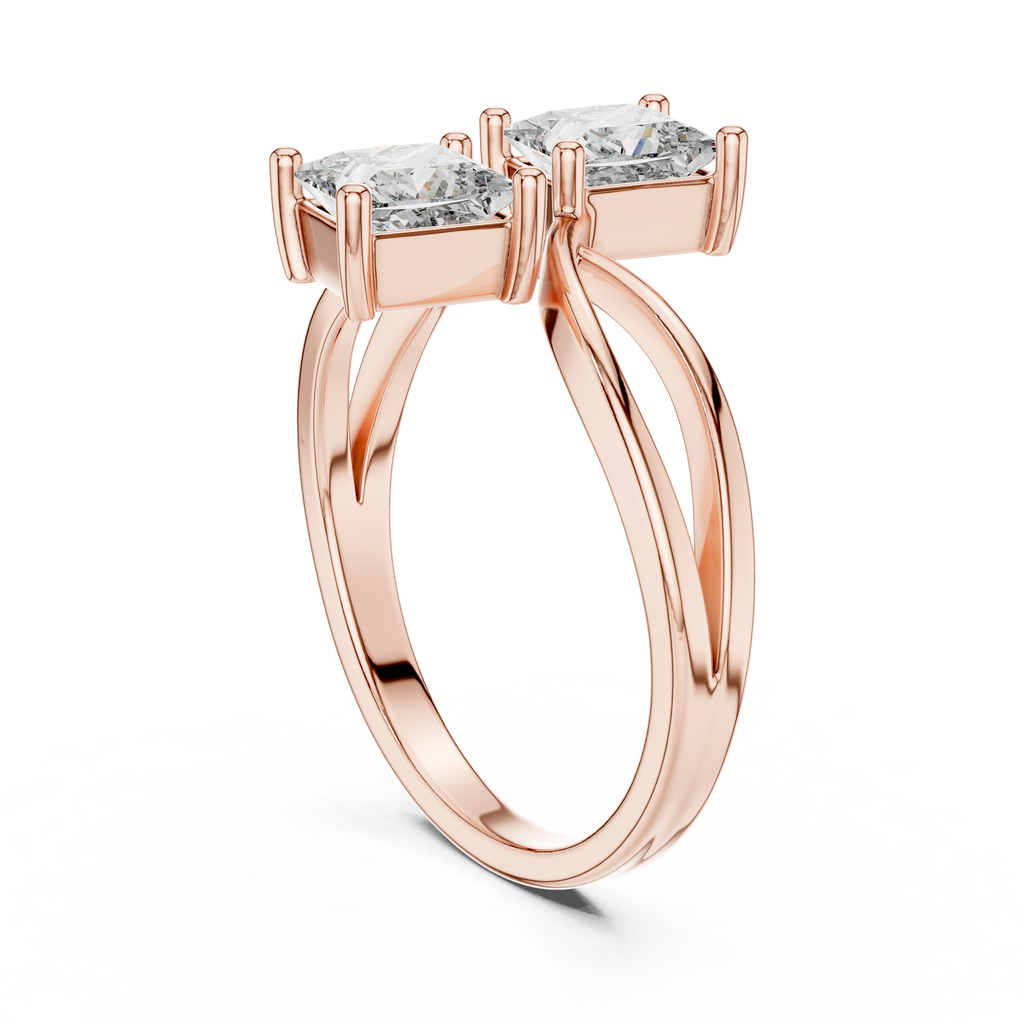 Twin Princess Cut Diamond Twisted Engagement Ring