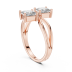 Twin Princess Cut Diamond Twisted Engagement Ring