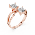 Twin Princess Cut Diamond Twisted Engagement Ring