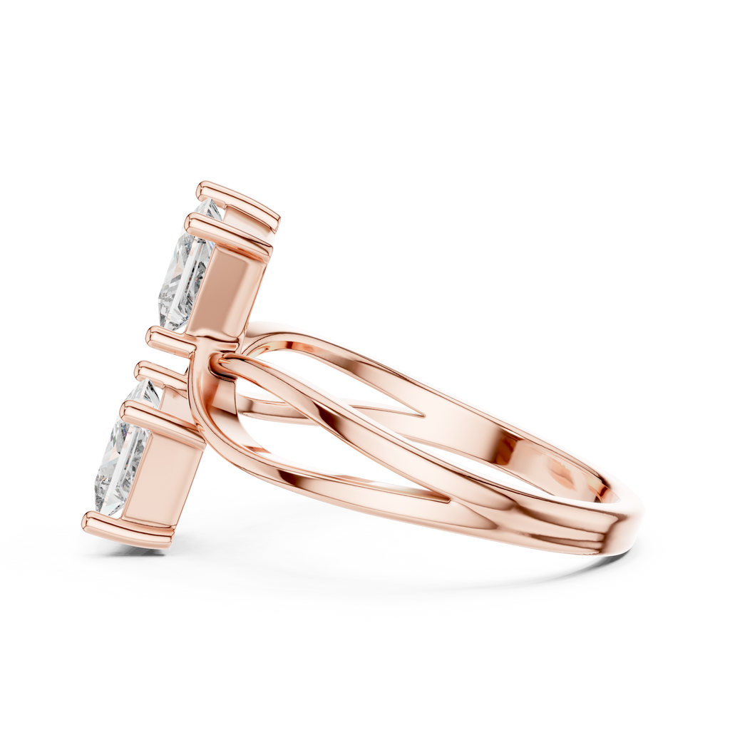 Twin Princess Cut Diamond Twisted Engagement Ring