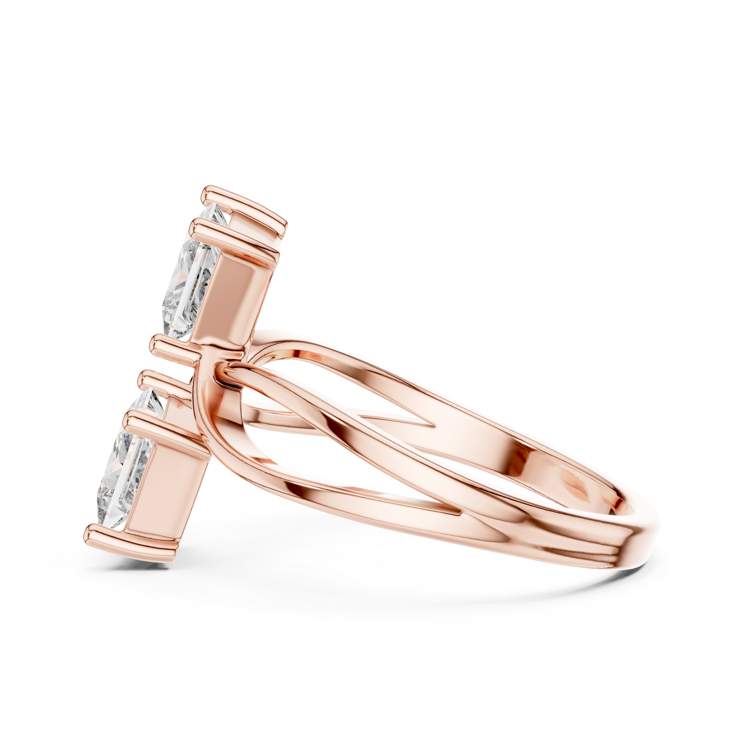 Twin Princess Cut Diamond Twisted Engagement Ring