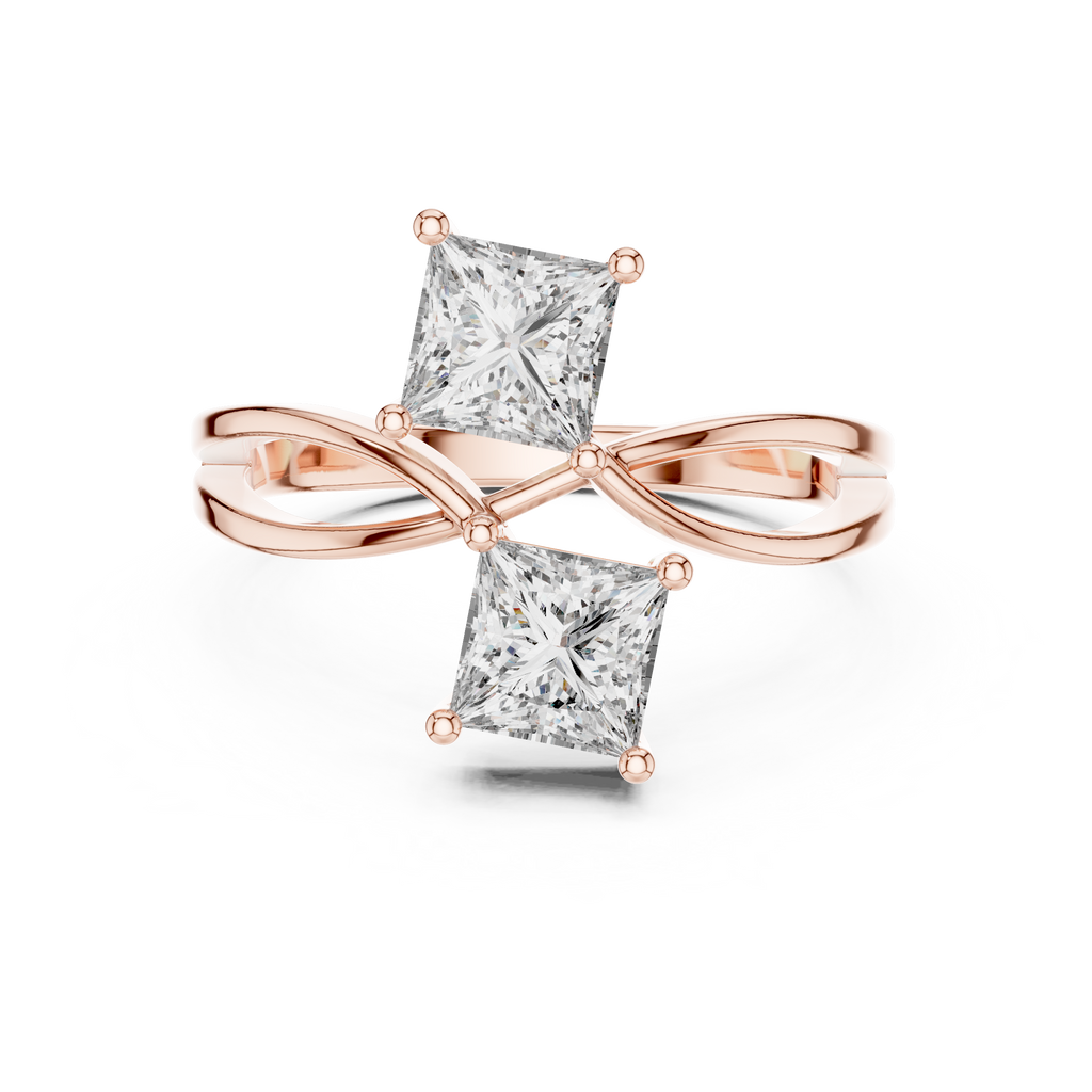 Twin Princess Cut Diamond Twisted Engagement Ring